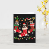 Engelse buldog in sok Kerstmis Kerstman X-mas hond Kaart (Gele Bloem)