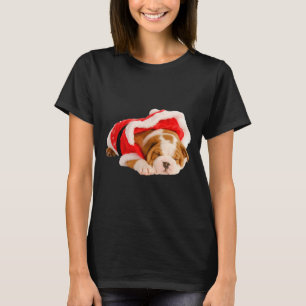 Engelse buldog puppy santa kostuum leuk kerst t-shirt