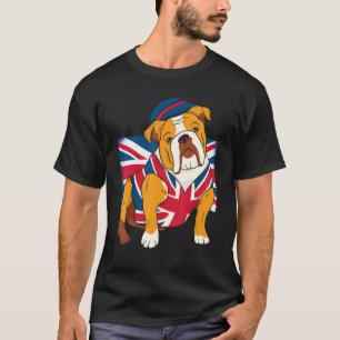 Engelse buldog Queen II Mannen Elizabeth Britse FL T-shirt