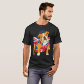 Engelse buldog Queen II Mannen Elizabeth Britse FL T-shirt (Voorkant volledig)