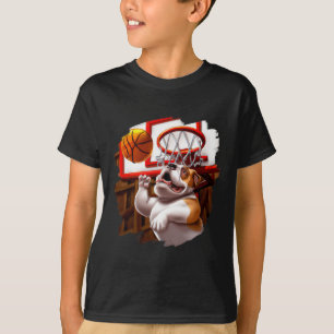 Engelse buldog spelen basketbal leuk hond basketb t-shirt