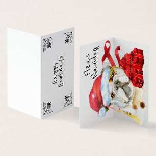 Engelse buldog xmas sack red giften DIY wish Kaart