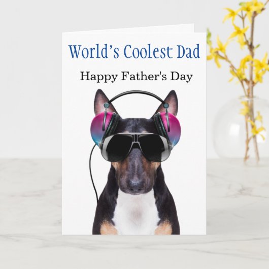 Engelse Bull Terrier Colest Dad Vaderdag Kaart (Gele Bloem)