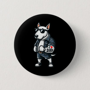 Engelse Bull Terrier I Love Dad Funny Dog Tattoo _ Ronde Button 5,7 Cm