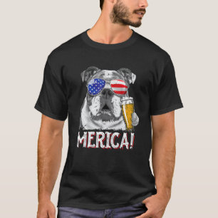 Engelse Bulldog 4th of juli Merica Mannen Vrouwen T-shirt