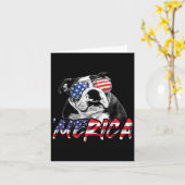 Engelse bulldog 4th van juli Amerikaanse vlag hond Kaart (Gele Bloem)