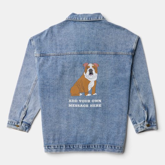 Engelse bulldog aangepaste bericht grafisch denim jacket (Achterkant)