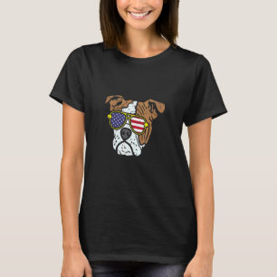 Engelse Bulldog Amerikaanse vlag 4 juli 4 T-shirt