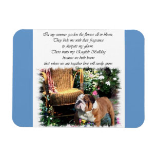 Engelse Bulldog Art Summer Garden Magneet