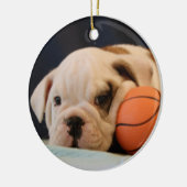 Engelse bulldog Basketball Puppy Keramisch Ornament (Links)
