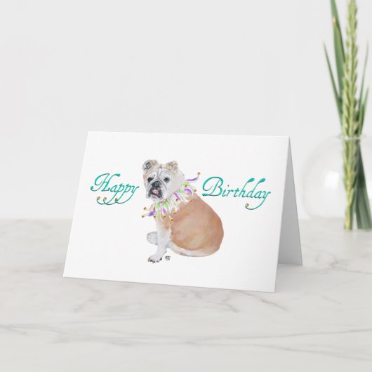 Engelse Bulldog Birthday Kaart (Voorkant)