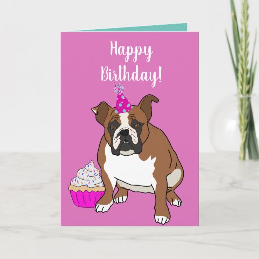  Engelse Bulldog Birthday Kaart (Voorkant)