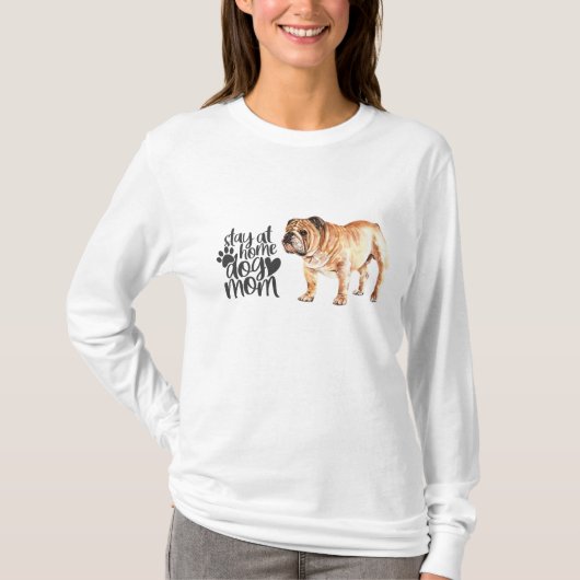 Engelse Bulldog - Blijf thuis bij honden T-shirt (Voorkant)