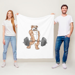 Engelse Bulldog Bodybuilder Gewichtheffen Barbell Fleece Deken