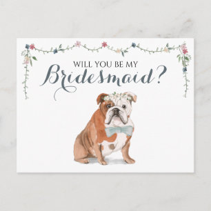 Engelse Bulldog Bridal Party be My Bridesmaid Uitnodiging Briefkaart