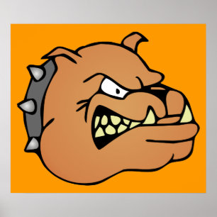 Engelse Bulldog Cartoon Poster