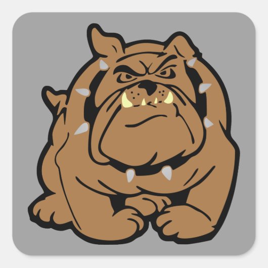 Engelse Bulldog Cartoon Vierkante Sticker (Voorkant)
