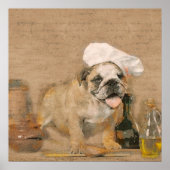 Engelse Bulldog Chef Kitchen Print (Voorkant)