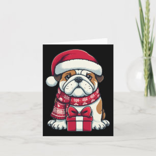 Engelse Bulldog Christmas Schattige Santa Pet voor Kaart