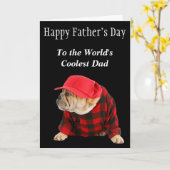 Engelse Bulldog Coolste Papa Vaderdag Kaart (Gele Bloem)
