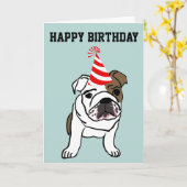 ENGELSE BULLDOG CUTE FUNNY BIRTHDAY KAART (Gele Bloem)