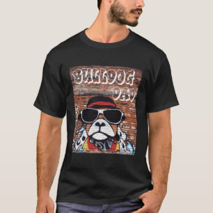 Engelse Bulldog Dad Street Art Urban Paint Spray T-shirt