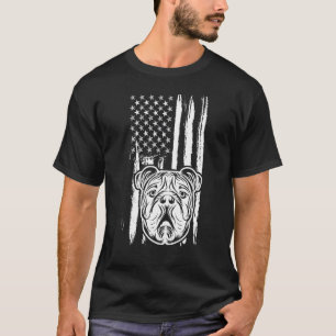 Engelse Bulldog Dog Cute American Flag USA Puppy T-shirt