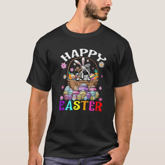 Engelse bulldog Dog Happy Easter Bunny Easter T-shirt (Voorkant)