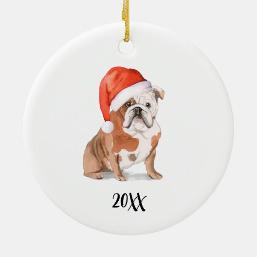 Engelse Bulldog Dog Kerstmis Keramisch Ornament (Achterkant)