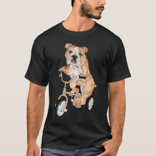 Engelse Bulldog Dog Riding Bicycle Biker Dog T-shirt