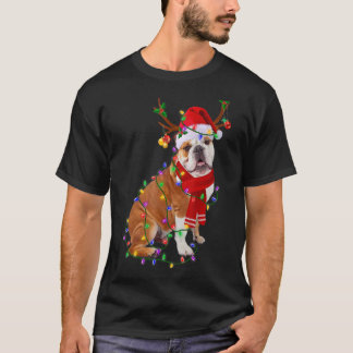 Engelse Bulldog Dog Tree kerstlampjes paj T-shirt