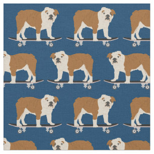 Engelse Bulldog dogs skateboards Stof