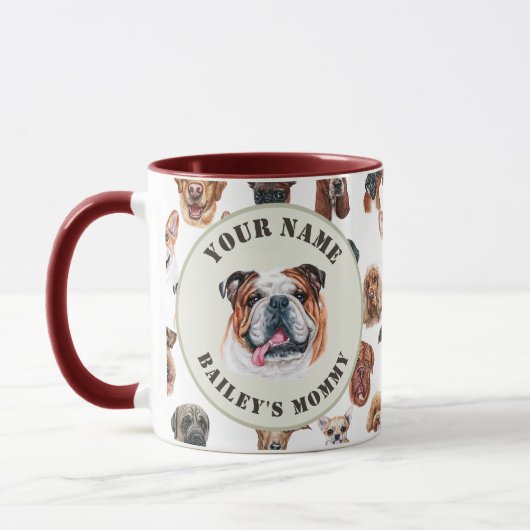 Engelse bulldog en vrienden gepersonaliseerd mug mok (Links)