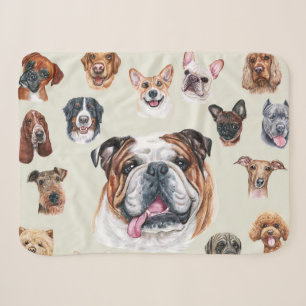 Engelse bulldog en vrienden pet sherpa blanket deken