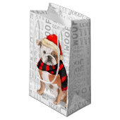 Engelse Bulldog en Woof Word Art Kerstmis Klein Cadeauzakje (Voorkant Gekanteld)