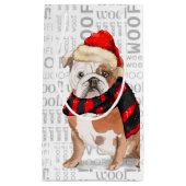 Engelse Bulldog en Woof Word Art Kerstmis Klein Cadeauzakje (Voorkant)