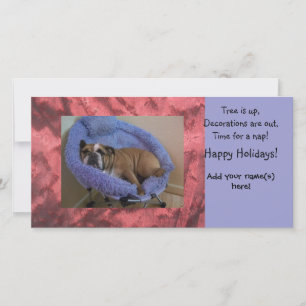Engelse Bulldog-fotokerstfeestkaartjes voor kerstf Feestdagenkaart