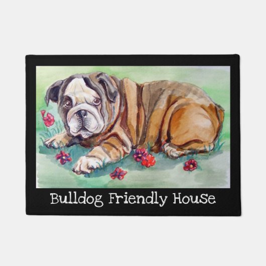 Engelse Bulldog Friendly House Doormat Deurmat (Voorkant)