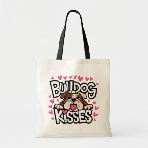 Engelse Bulldog Geschenk Puppy Hond Roze Hart Kusj Tote Bag