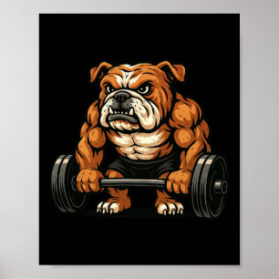 Engelse Bulldog gewichtheffen bodybuilder workout Poster