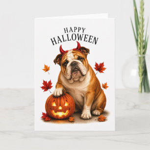 Engelse Bulldog Halloween Duivels Hond Kaart