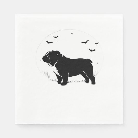 Engelse Bulldog - Halloween Moon Silhouette Ov Servet (Voorkant)