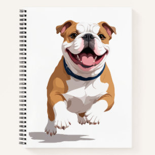 Engelse Bulldog Happy Playful Fun Jumping Joyful Notitieboek