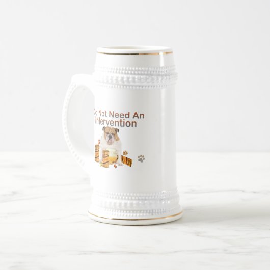 Engelse Bulldog heeft geen interventie nodig Bierpul (Voorkant links)