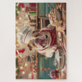 Engelse Bulldog Holiday Baking: Feestelijke Kerst Legpuzzel (Verticaal)