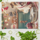 Engelse Bulldog Holiday Baking: Feestelijke Kerst Theedoek (Gevouwen)