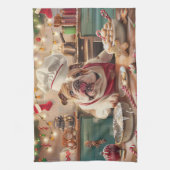 Engelse Bulldog Holiday Baking: Feestelijke Kerst Theedoek (Verticaal)