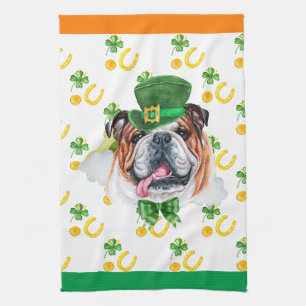 Engelse Bulldog Holiday Home Decor St Patricks Day Theedoek