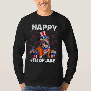 Engelse Bulldog Hond Amerikaanse Vlag Gelukkig 4 j T-shirt