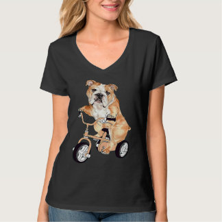 Engelse Bulldog Hond Fietst Fietsende Hond T-shirt